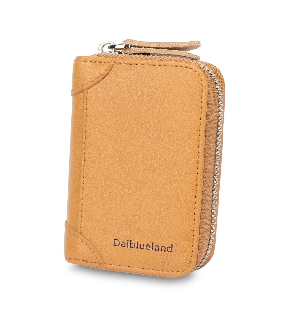 2590 RFID Credit Card Holder UNISEX Small Leather Zipper Card Case